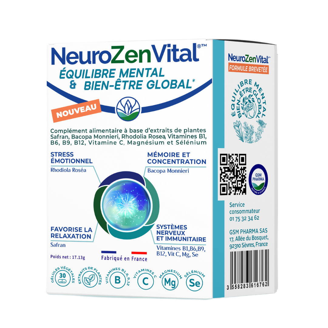 boite neurozen vital gsm pharma compléments alimentaires santé naturelle bien être santé mentale cerveau