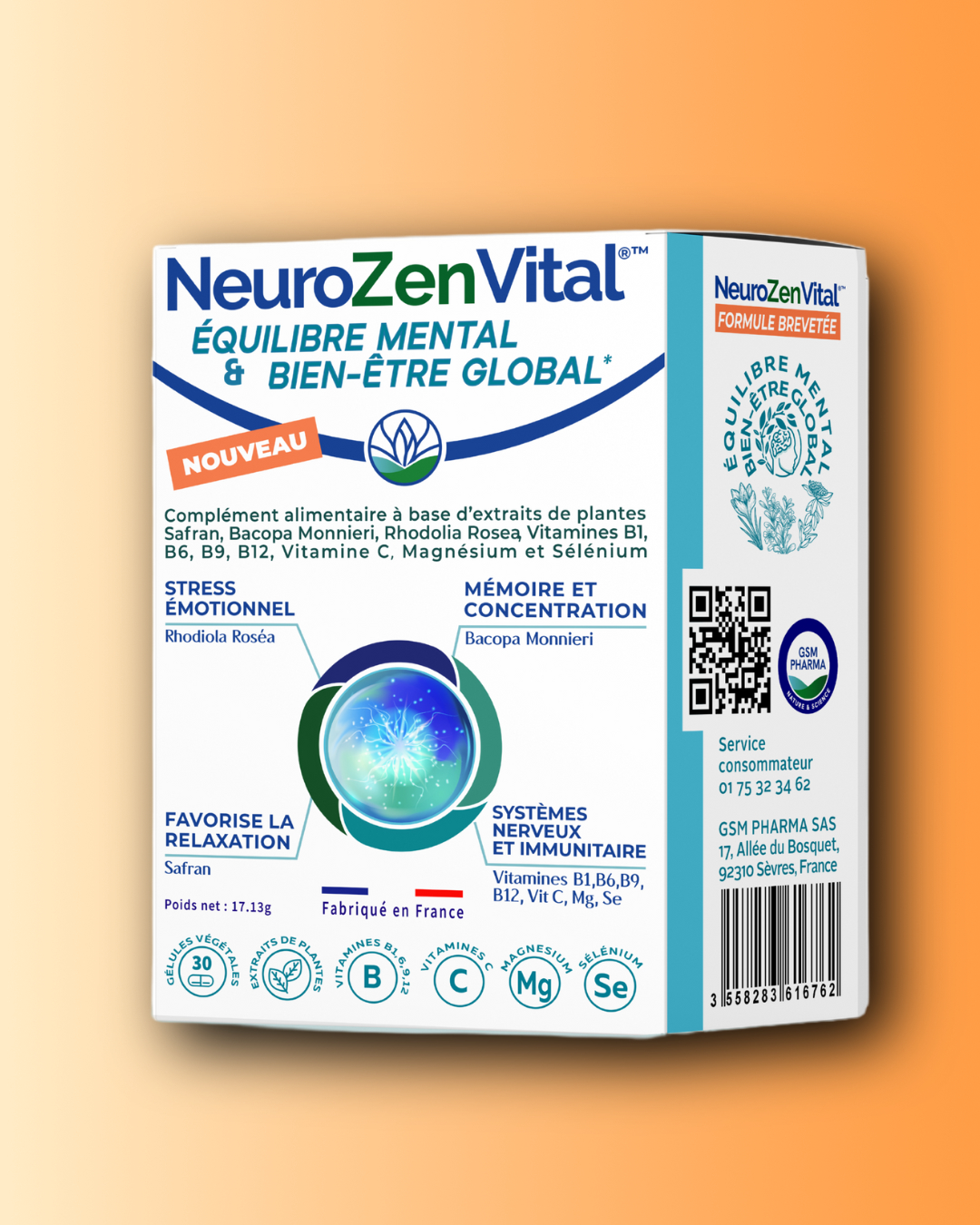 neurozen vital fond dégradé orange et ombre
